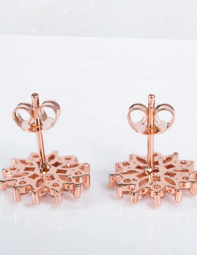 “Bre” Rose Gold Diamond Snowflake Earrings - SLAYBLÉU