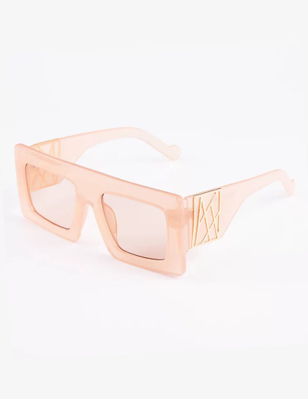 “Blush” Sasha Square Gold Detail Sunglasses - SLAYBLÉU