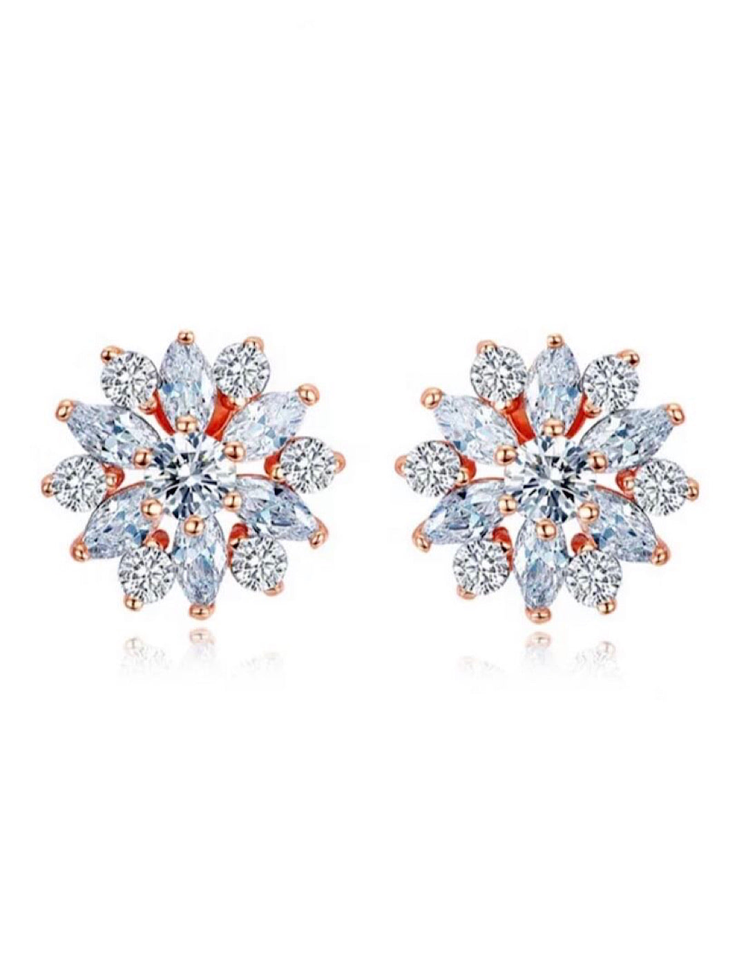 “Bre” Rose Gold Diamond Snowflake Earrings - SLAYBLÉU