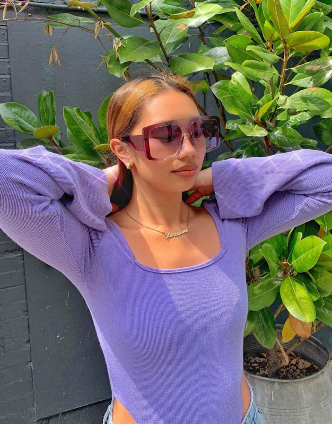 Lara Oversized Sunglasses- Purple & Black - SLAYBLÉU